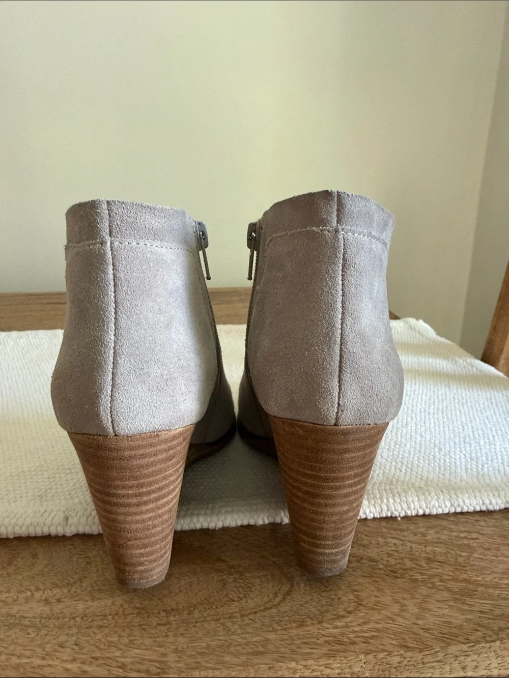 Lucky Brand Suede Wedge Ankle Boot in Light Gray